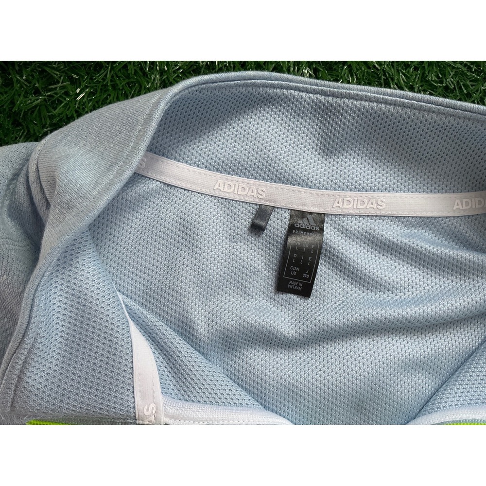 Adidas Primegreen Mens Large Light Blue Quarter Zip Golf Pullover Sweatshirt